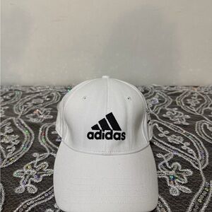 Adidas White and Black Logo Cap